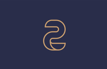 brown blue line number 2 logo company icon design