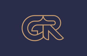 brown blue line alphabet letter GR G R logo combination company icon design - obrazy, fototapety, plakaty
