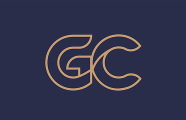 brown blue line alphabet letter GC G C logo combination company icon design