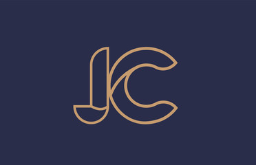 brown blue line alphabet letter JC J C logo combination company icon design