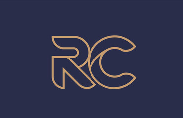 Obraz premium brown blue line alphabet letter RC R C logo combination company icon design