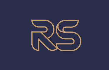 brown blue line alphabet letter RS R S logo combination company icon design