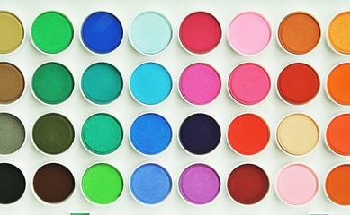 Palette of watercolors.
