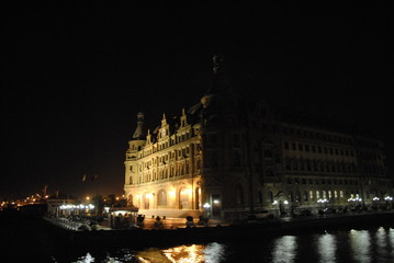 Fototapeta premium Haydarpasa train station in the evening, It was built as the starting station of the Baghdad-Istanbul train route. It was built in 1908