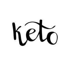 Keto. Vector lettering illustration of a hand written word for logo, label, icon design on a healthy eating, ketogenic diet, low carb high fat diet topic.