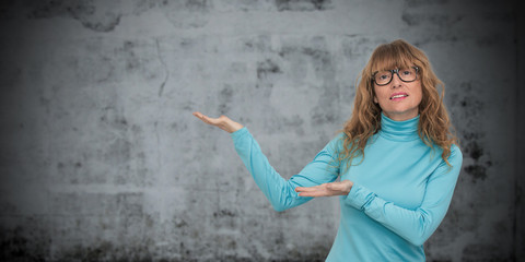 isolated woman pointing