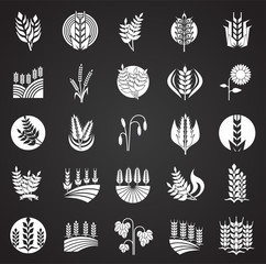 Cereal icons set on black background for graphic and web design. Simple vector sign. Internet concept symbol for website button or mobile app.