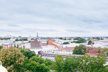 Fototapeta premium YAROSLAVL, RUSSIA - JUNE 26, 2015: Yaroslavl is one of the oldest Russian cities, founded in the XI century. The Museum-reserve Yaroslavl Kremlin. View from the bell tower.
