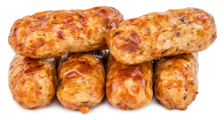 Tasty grilled sausage isolated on a white background