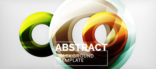 Modern geometric circles abstract background, colorful round shapes with shadow effects