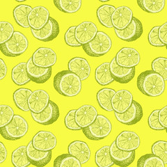 Croquis dessinés à la main Citrons et tranches de citron pour chambre d& 39 enfant, thé jaune clair ou citron vert. Intérieurs ou accessoires et vêtements d& 39 été frais, emballage de cocktail Mojito ou de limonade.