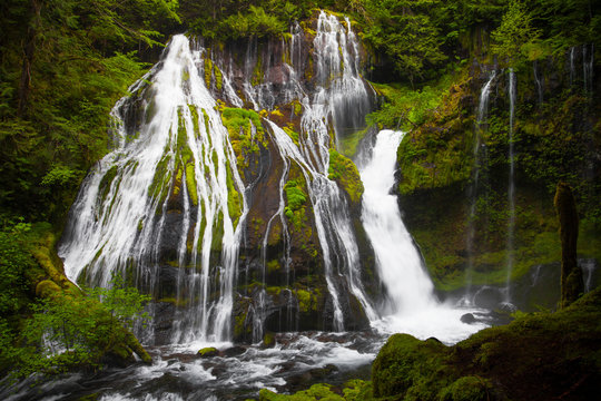 Landscape of Panther Creek Falls in Carson, Washington.