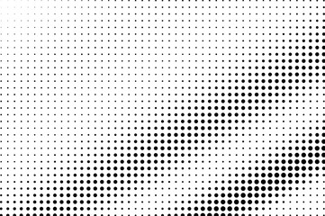 Black and white halftone vector background. Diagonal dot gradient. Regular dotwork surface. Sparse dotted halftone