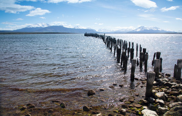Fototapeta premium Old pier in Puerto Natales, Chile