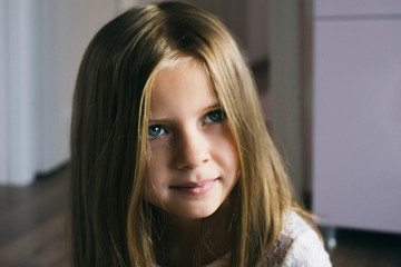 Beautiful baby with long hair