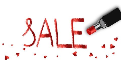 Realistic lipstick love sale vector for woman