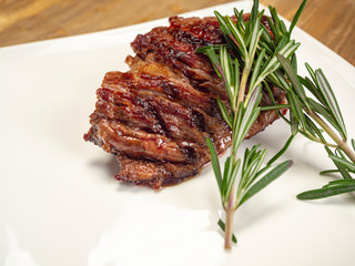 Delicious fresh hot steak