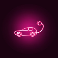Electra car icon. Elements of Ecology in neon style icons. Simple icon for websites, web design, mobile app, info graphics