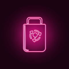 bag with refill mark icon. Elements of Ecology in neon style icons. Simple icon for websites, web design, mobile app, info graphics