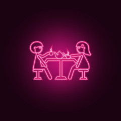 couple in love with a cup of tea icon. Elements of Family in neon style icons. Simple icon for websites, web design, mobile app, info graphics