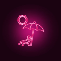 a man is sunbathing icon. Elements of Family in neon style icons. Simple icon for websites, web design, mobile app, info graphics