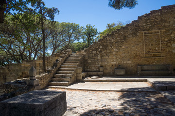castle ruins of medieval fortress in lisbon