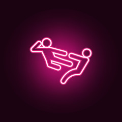 kick in flight icon. Elements of Fight in neon style icons. Simple icon for websites, web design, mobile app, info graphics