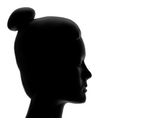 Woman silhouette Close up on isolated White. 3D Rendering