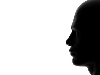 Human Man Head isolated on White 3D Rendering