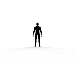 Human Man Standing With Nude Body 3D Rendering