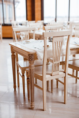 Chair and table in the Scandinavian rustic restaurant