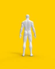 Human Man Body with Shadow on Yellow Background, 3D Rendering