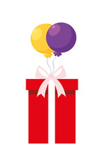 gift box present with balloons helium