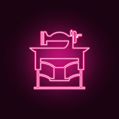 vintage sewing machine icon. Elements of Handmade in neon style icons. Simple icon for websites, web design, mobile app, info graphics