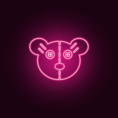 Teddy bear face icon. Elements of Handmade in neon style icons. Simple icon for websites, web design, mobile app, info graphics