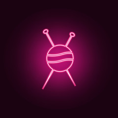 knitting needle icon. Elements of Handmade in neon style icons. Simple icon for websites, web design, mobile app, info graphics
