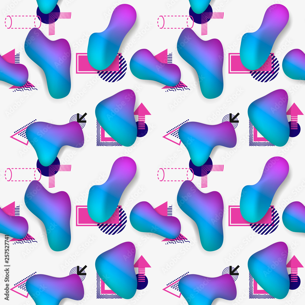 Poster Vector pattern with abstract colorful fluid on white background