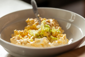 Egg sandwich filling in a bowl