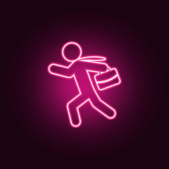 Fototapeta na wymiar business man running around icon. Elements of HR & Heat hunting in neon style icons. Simple icon for websites, web design, mobile app, info graphics