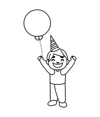 cute happy boy with birthday balloons helium