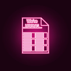 employee search icon. Elements of HR & Heat hunting in neon style icons. Simple icon for websites, web design, mobile app, info graphics