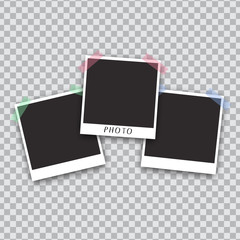 Squared photo template isolated on transparent background. Instant photo trame for social net, documents, fun. illustration