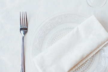 table setting fork knife plate napkin