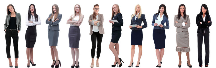panoramic collage of a group of successful young business women.