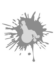 rollstuhl klecks spritzer farbe tropfen graffiti silhouette behinderung gehen laufen sitzen rollen stuhl schieben fahren räder krank krankenhaus betreuen krankenpfleger erholen clipart design
