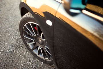 sport car front tire. car tyre wheel