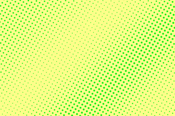 Yellow green halftone vector background. Contrast halftone texture. Neon dotwork gradient. Vibrant dotted halftone