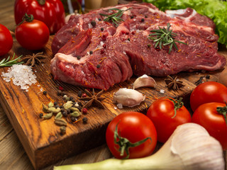 Fresh beef, vegetables and spices