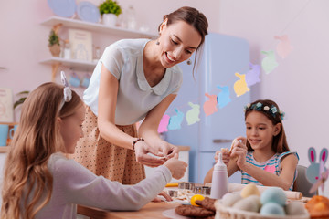Charming females spending time together at home
