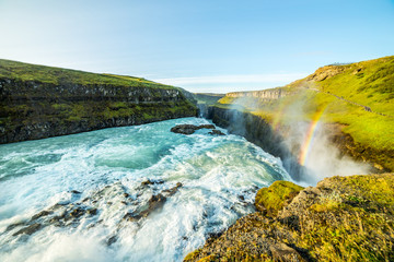 A view of Gullfoss waterfall in Iceland